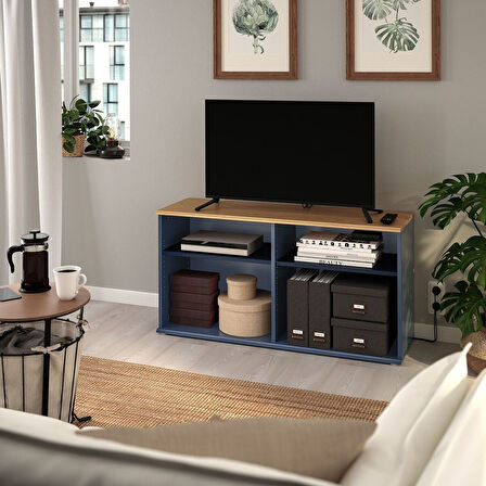 Tv sehpası, mavi-siyah, 118x38x60 cm