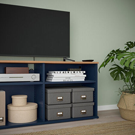 Tv sehpası, mavi-siyah, 118x38x60 cm
