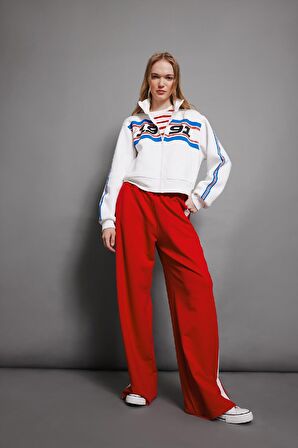 DeFacto Coool Loose Fit Baskılı Fermuarlı Kalın Sweatshirt D4763AX24AUWT80