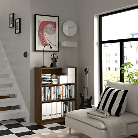 Kitaplık, kahverengi ceviz görünüm, 80x28x106 cm