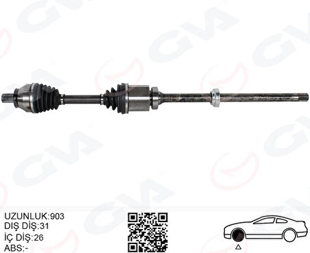 KOMPLE AKS ÖN SAĞ FREELANDER 2 L359 2.2 TD4 2006-2014 UZUNLUK 1.002MM DİŞ 40 DİFERANSİYEL DİŞ 28 LR002618 LR006707 LR062661