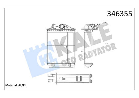 KALORIFER RADYATORU FIAT 500C FIAT 500 FIAT 500L PANDA FORD KA 1.2 1.3 1.4 77362540