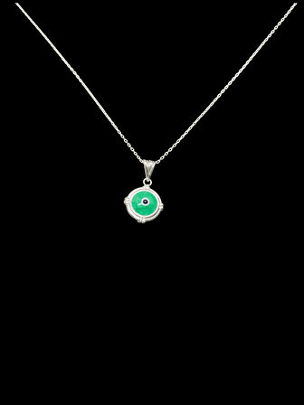 💚👁️ 925 Ayar İthal Gümüş Yeşil Nazar Boncuğu Kolye | Mint Yeşili & Mavi Göz Pendant | Şık Tasarım