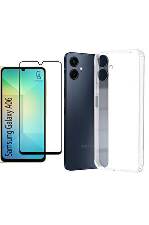 Samsung Galaxy A06 ile Uyumlu Telefon Kılıfı ve Tam Kaplayan Seramik Ekran Koruyucu 