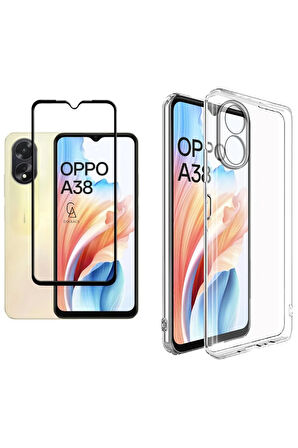 Oppo A38 ile Uyumlu Telefon Kılıfı ve 5d Tam Kaplayan Cam Ekran Koruyucu 