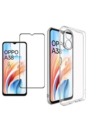 Oppo A38 ile Uyumlu Telefon Kılıfı ve Tam Kaplayan Seramik Ekran Koruyucu 