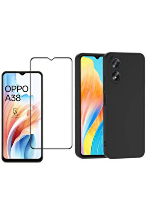 Oppo A38 ile Uyumlu Telefon Kılıfı ve Tam Kaplayan Seramik Ekran Koruyucu 