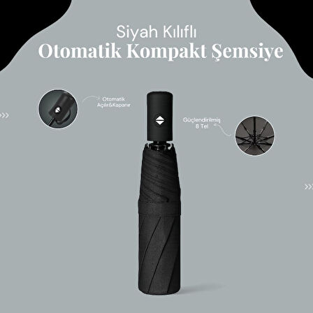 Siyah Kılıflı Otomatik Kompakt Şemsiye 