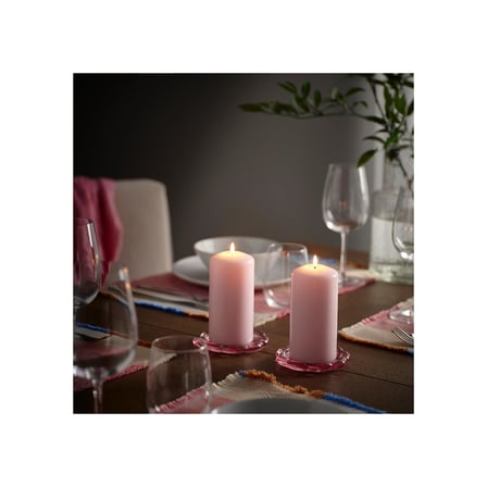 Blok mum, açık pembe, 14 cm, 40 saat