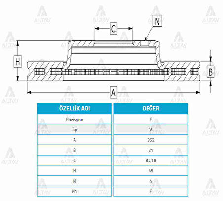 FREN DİSKİ CIVIC 1992-2005 1.6 / JAZZ 2009-2012 / ROVER 1995-2000 / CITY 2022 ÖN HAVALI 262-4 45251 SK7 A00 (2 ADET)