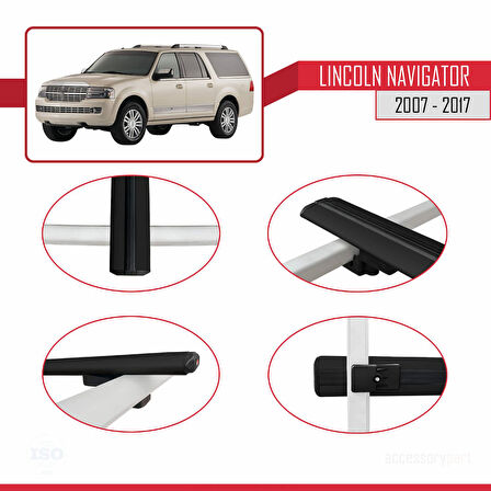 Lincoln Navigator 2007-2017 Arası ile Uyumlu BASIC Model Ara Atkı Tavan Barı Siyah 2 Adet