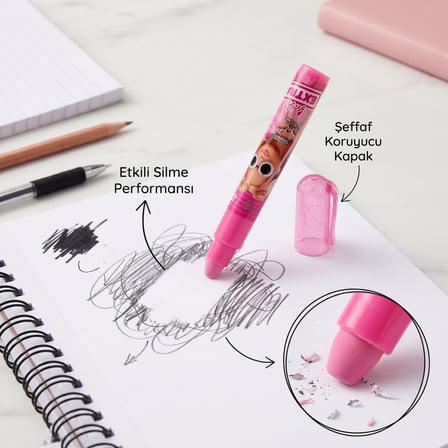 BakGelAl Lisanslı Barbie Extra Ruj Şeklinde Silgi Pembe Kapaklı Kırtasiye Okul Silgisi