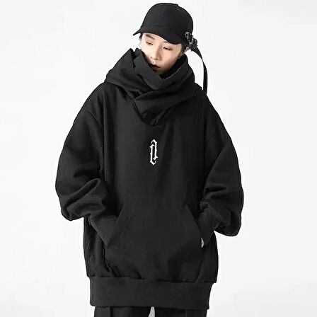 Ninja Modelli Maskeli Kapüşonlu Sweatshirt - Siyah