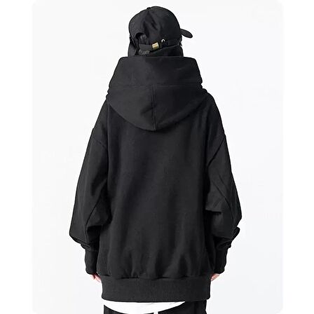 Ninja Modelli Maskeli Kapüşonlu Sweatshirt - Siyah