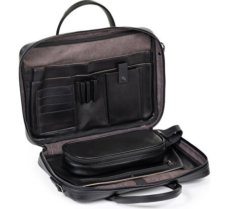 Macbook 14 İnç Çok Gözlü Organizer El Omuz & Laptop Evrak Çantası Omuz Askılı