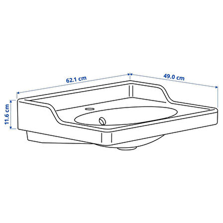 Lavabo, beyaz, 62x49 cm