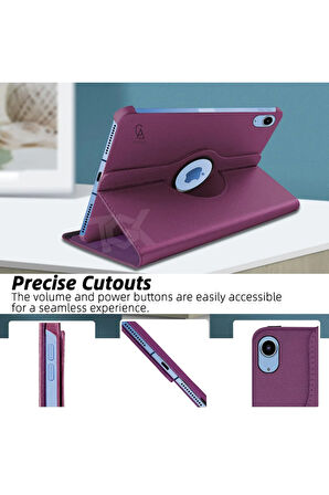 Apple iPad A16 11.nesil (A3354-A3355) Dönebilen Tablet Kılıfı + Ekran Koruyucu + Tablet Kalemi