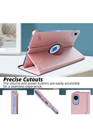 Apple iPad A16 11.nesil (A3354-A3355) Dönebilen Tablet Kılıfı + Ekran Koruyucu + Tablet Kalemi