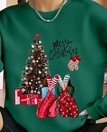 Kadın Yılbaşı Özel Uzun Kollu Bisiklet Yaka Viskon Iki Iplik Bluz