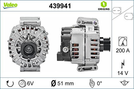 ALTERNATOR 145 200A MERCEDES W205 C218 W212 C207 C253 W447 B906 A0009062822