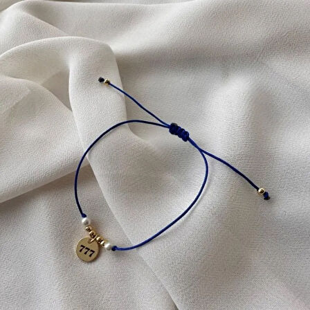 Uretti - Ayşe 5609 - 5226 El Yapımı Sayı Sekanslı 777 Bileklik - Saks Mavisi