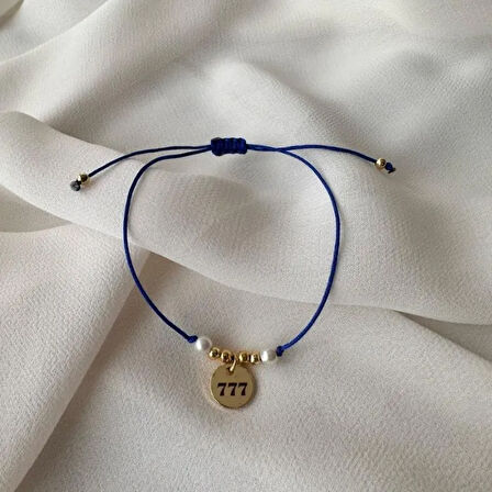 Uretti - Ayşe 5609 - 5226 El Yapımı Sayı Sekanslı 777 Bileklik - Saks Mavisi