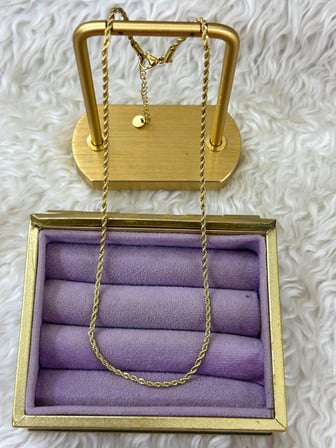 💎 Premium Gold Renk Parlak ve Modern Burgu Halat Zincir Zarif 316L Çelik Kolye  (~45cm)
