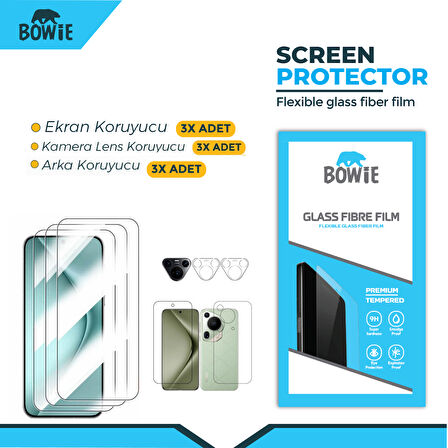 Huawei Nova 11 pro için full kaplama ön arka kamera nano tempered ekran koruyucu 3 adet set