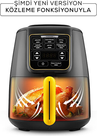 Karaca Air Pro Cook Köz XL Airfryer Fritöz Black Gold 4 Kişilik