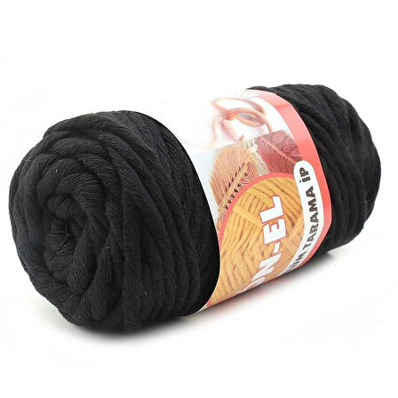 Pamuk Makrome 4 mm İp Siyah