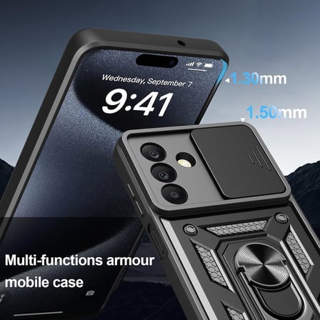Samsung Galaxy A27 ile Uyumlu Kılıf Magnetik Standlı Kamera Korumalı Sürgülü Kapak
