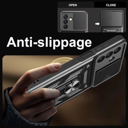 Samsung Galaxy A27 ile Uyumlu Kılıf Magnetik Standlı Kamera Korumalı Sürgülü Kapak