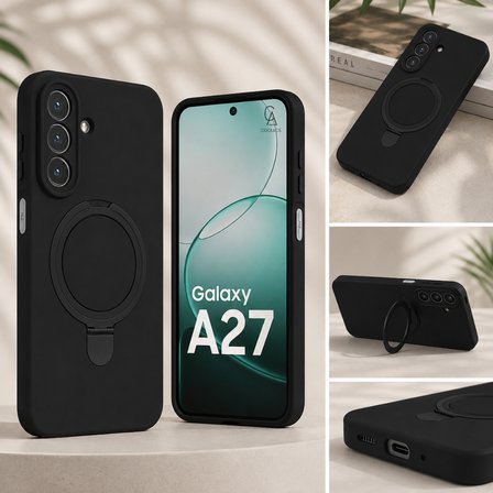 Samsung Galaxy A27 Uyumlu Kılıf M-Safe Özellikli Yüzük Standlı Telefon Kılıfı Kapak