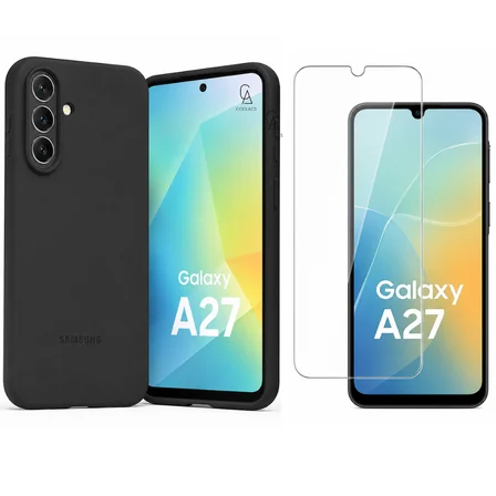 Samsung Galaxy A27 Uyumlu Kılıf Esnek Silikon Telefon Kılıfı ve Temperli Cam Ekran Koruyucu