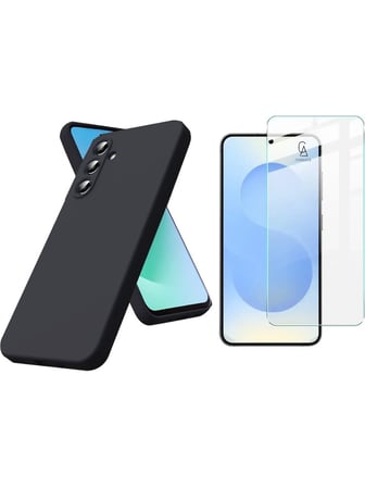 Samsung Galaxy A37 Uyumlu Kılıf Esnek Silikon Telefon Kılıfı ve Temperli Cam Ekran Koruyucu