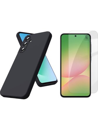 Samsung Galaxy A57 Uyumlu Kılıf Esnek Silikon Telefon Kılıfı ve Temperli Cam Ekran Koruyucu
