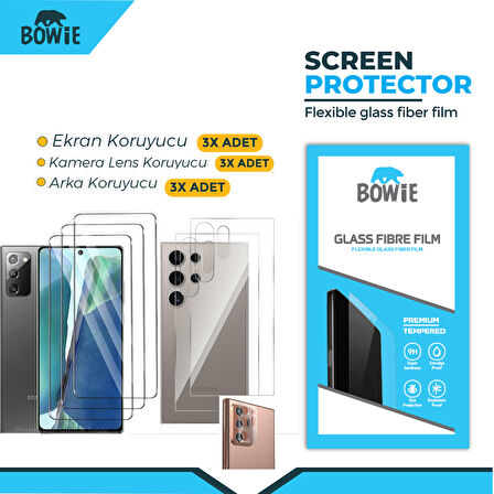 Samsung Galaxy S21 Ultra için full kaplama ön arka kamera nano tempered ekran koruyucu 3 adet set