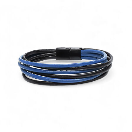  FM Erkek Bileklik | Mavi Siyah Çoklu Katmanlı Tasarım 31833B13D4 