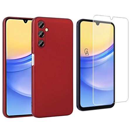 Samsung Galaxy A15 ile Uyumlu Kılıf Soft Yumuşak Telefon Kılıfı ve Temperli Cam Ekran Koruyucu