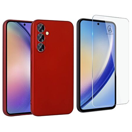 Samsung Galaxy A55 5G ile Uyumlu Kılıf Soft Yumuşak Telefon Kılıfı ve Temperli Cam Ekran Koruyucu