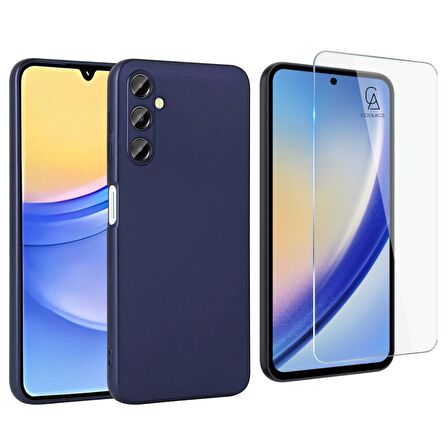Samsung Galaxy A55 5G ile Uyumlu Kılıf Soft Yumuşak Telefon Kılıfı ve Temperli Cam Ekran Koruyucu