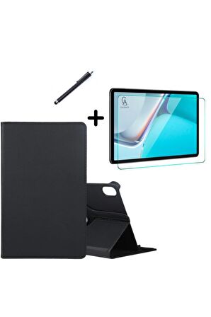 Huawei MatePad 11" 2023 360° Dönebilen Standlı Tablet Kılıfı Ekran Koruyucu ve Kalem Seti Siyah