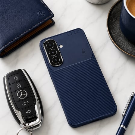 Samsung Galaxy A27 Uyumlu Karbon Tasarım Silikon Telefon Kılıfı ve Temperli Cam Ekran Koruyucu