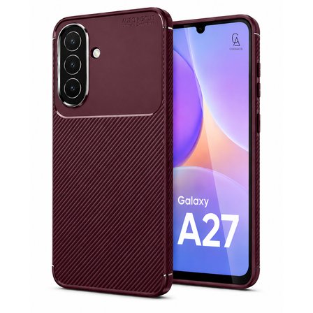 Samsung Galaxy A27 Uyumlu Karbon Tasarım Silikon Telefon Kılıfı ve Temperli Cam Ekran Koruyucu