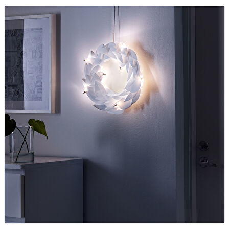 LED çelenk, beyaz, 39 cm, pilli