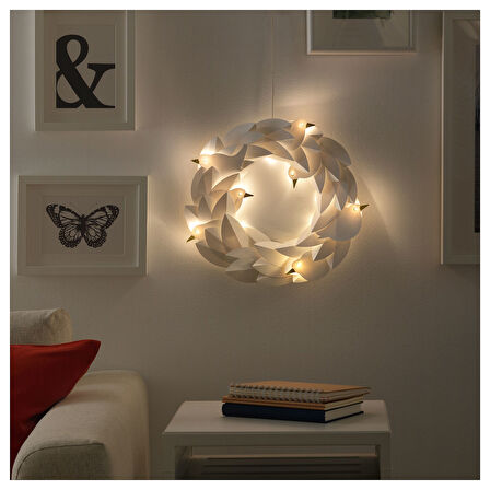 LED çelenk, beyaz, 39 cm, pilli