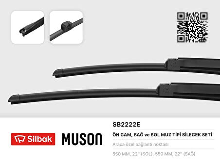 SİLECEK SÜPÜRGESİ 550/550MM MUZ TİPİ A4 2003-2004 CABRILOET 2004-2007 MERCEDES C-CLASS 2003-2007 MERCEDES CLK
