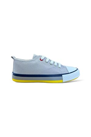 Unisex Erkek Kız Çocuk Keten Kısa Convers Modeli Bağcıklı Spor Ayakkabı GRİ