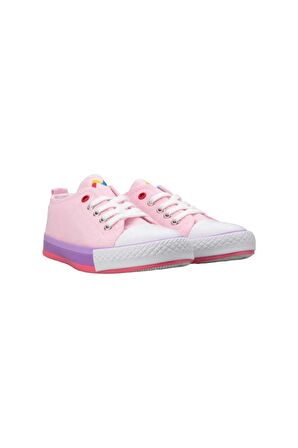 Unisex Erkek Kız Çocuk Keten Kısa Convers Modeli Bağcıklı Spor Ayakkabı PEMBE