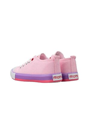 Unisex Erkek Kız Çocuk Keten Kısa Convers Modeli Bağcıklı Spor Ayakkabı PEMBE